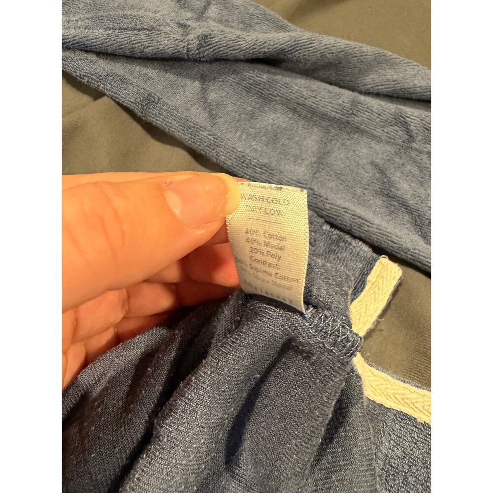 Marine Layer Blue Velour Large Hoodie Kangaroo Pocket Henley - Picture 4 of 5